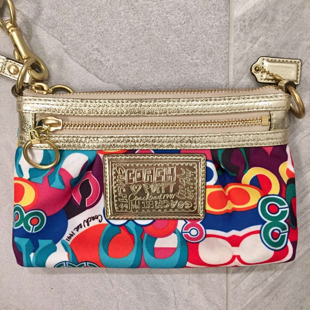 Coach Modern MultiColor Gold Wristlet